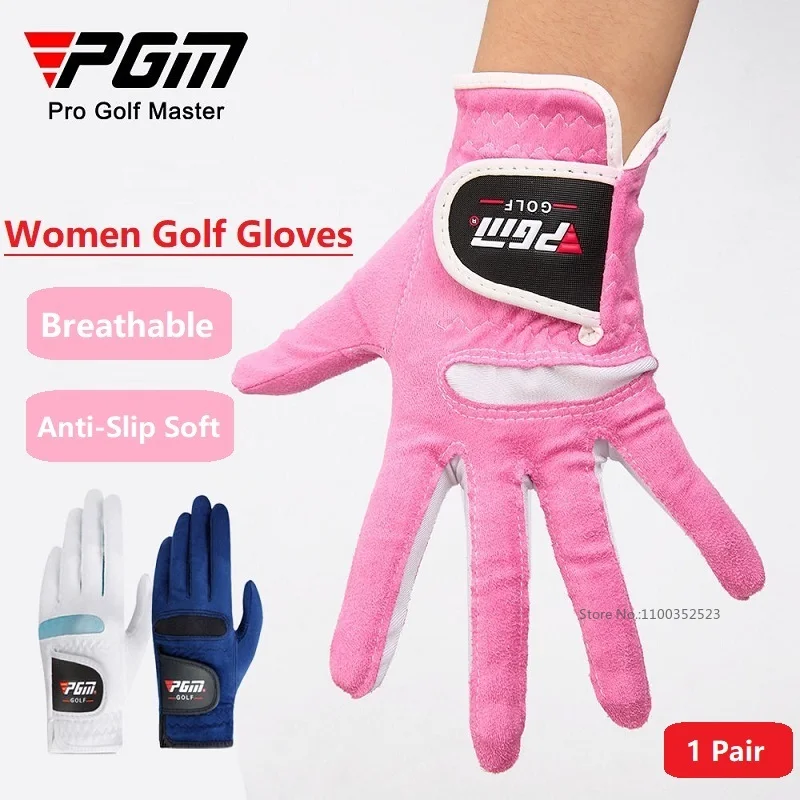 PGM 1 Pair Women Soft Golf Gloves Ladies Left Right Hand Breathable Golf Gloves Ladies Elastic Microfiber Cloth Sports Handcover