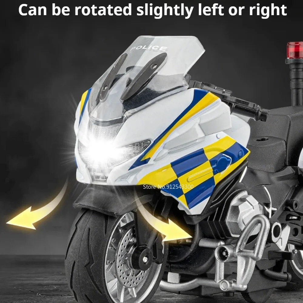 1:14 R1250RT Police Car Model Toy Sound Light Shock Absorption Cars Pull Back Front Wheel Steer Models Living Room Decoration view 4