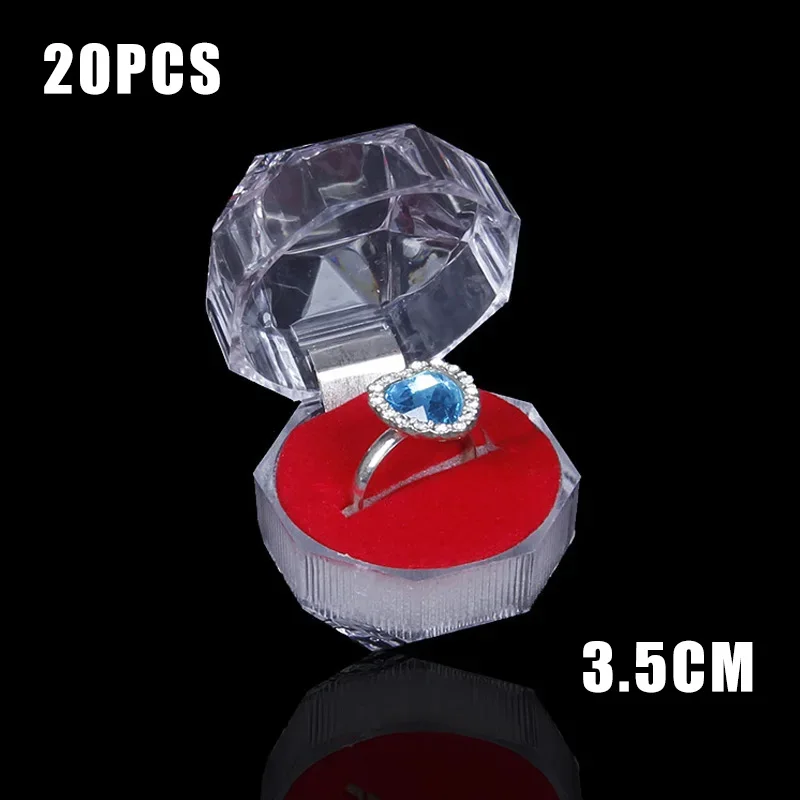 20pcs Acrylic Crystal Ring Boxes for Wedding Jewelry