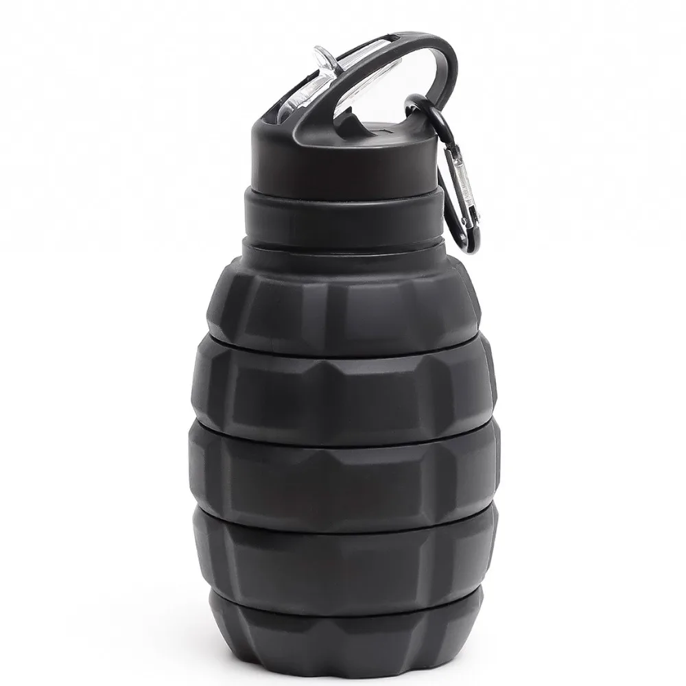 

Silicone Retractable Grenade Water Bottle Foldable Collapsible Sports Water Bottle Camouflage High Temperature Resistant