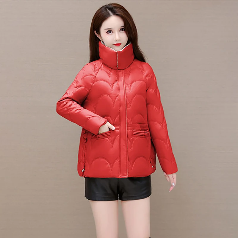 Highend Fashion Short Light Down  Female Winter Explosions Temperament Loose Stand Collar White Duck Down Warm Coat Female