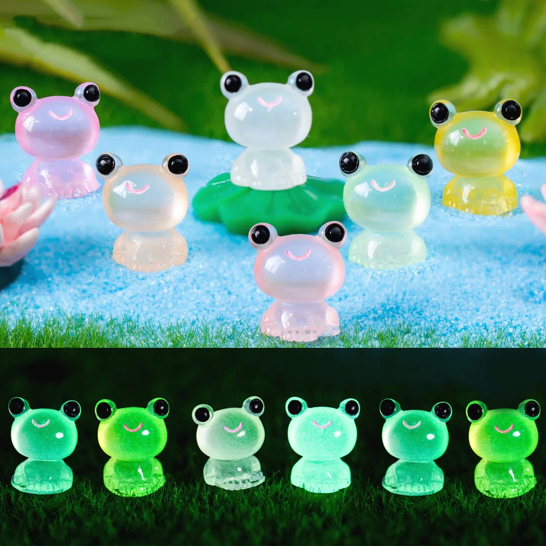 20PCS Mini rane Glow At Dark Fairy Garden miniature decorazione rana luminosa Vivarium Micro paesaggio accessori fai da te