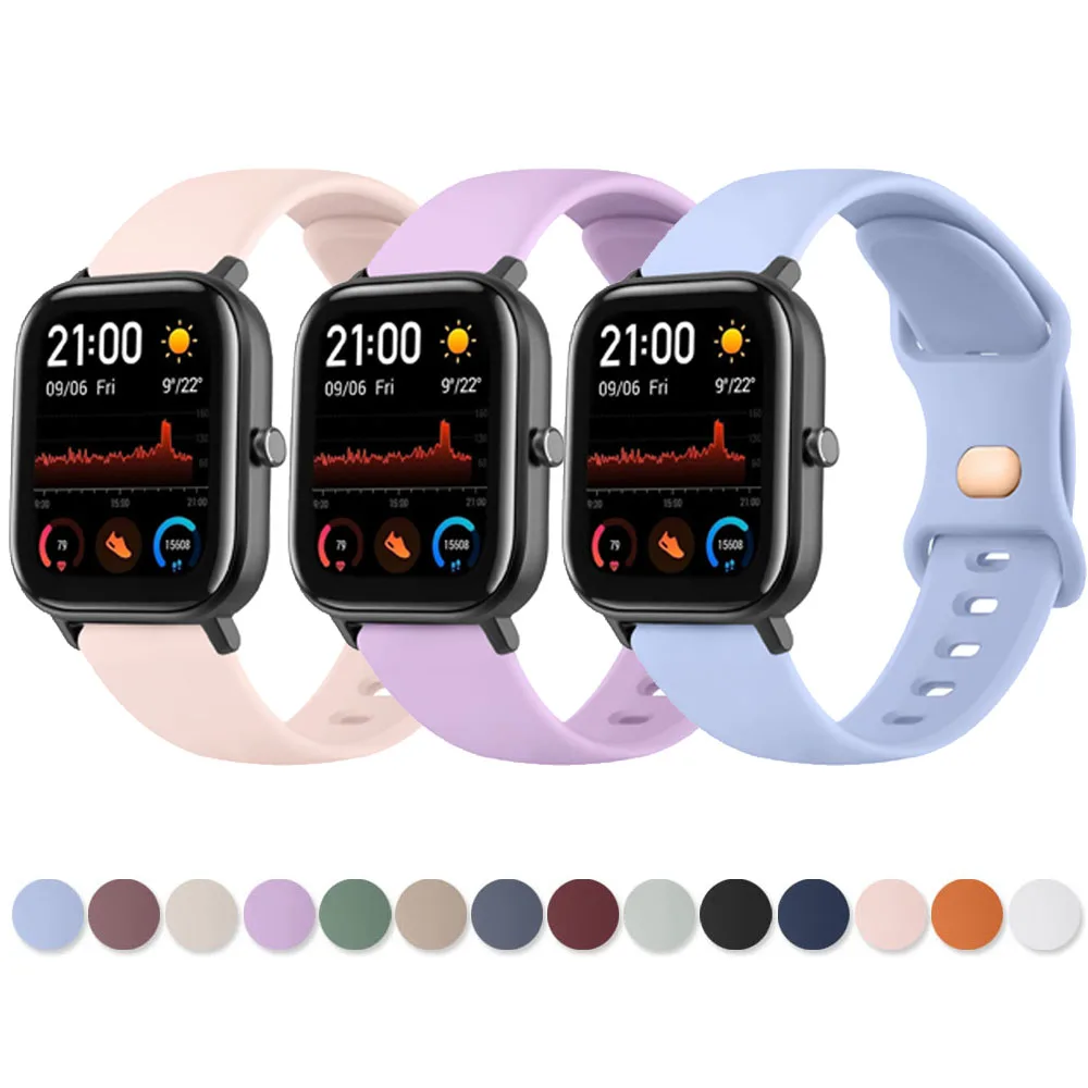 Tali silikon 20mm untuk gelang mini, tali silikon 20mm untuk Amazfit GTS 2 3 2e/GTS 2 4 untuk Amazfit Bip U Pro/Bip Lite/Bip S lite/Bip 3 Pro