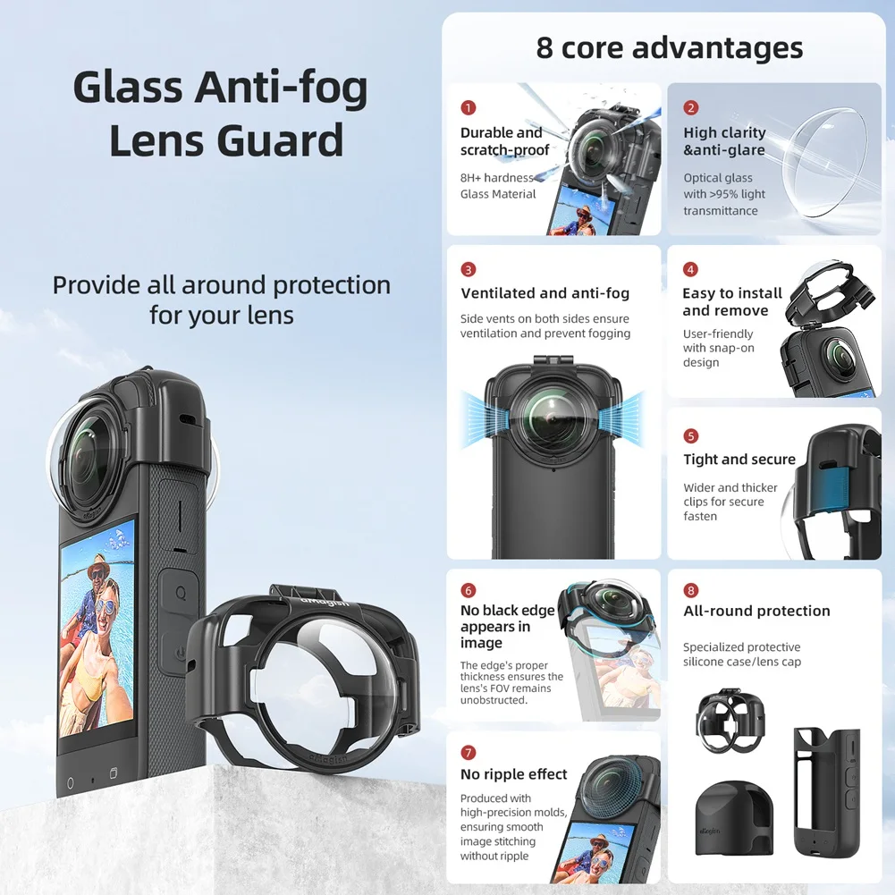 Anti-Fog Lens Guard Protective Case Drop-Proof Sports Camera Accessories Lens Protection Cover for X3-AB01