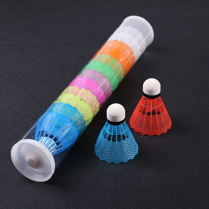 Colorful nylon badminton shuttlecocks, pack of 12