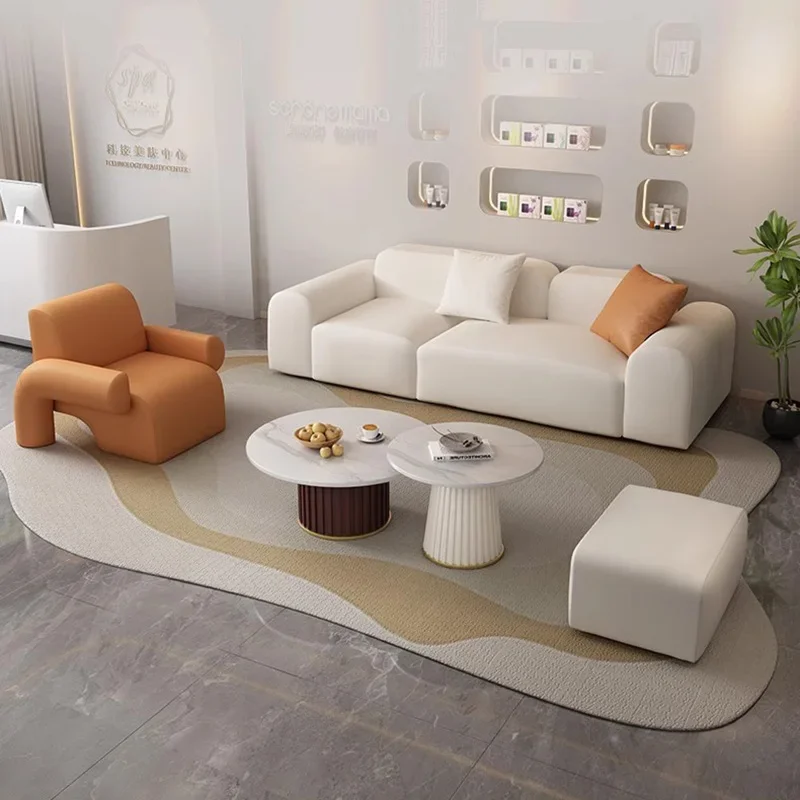 Nordic skórzane nowoczesne sofy wygodne relaksujące eleganckie luksusowe Puff Sofa miękki projektant Sofy Do Salonu meble do salonu