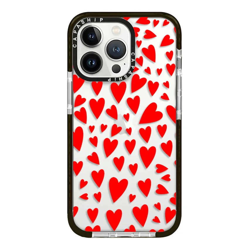 Red Heart Rose Flower Case For iPhone 15 14 13 12 11 Pro X XS XR Max 7 8 Plus SE 2020 2022 Clear Soft TPU Shockproof Back Cover