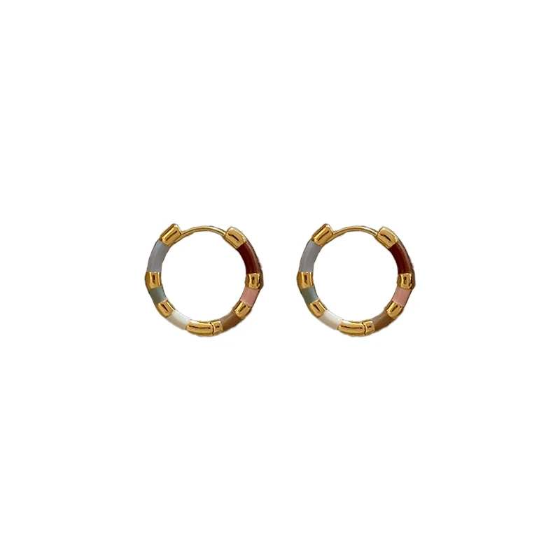 

French retro light luxury colored enamel earrings women's versatile temperament