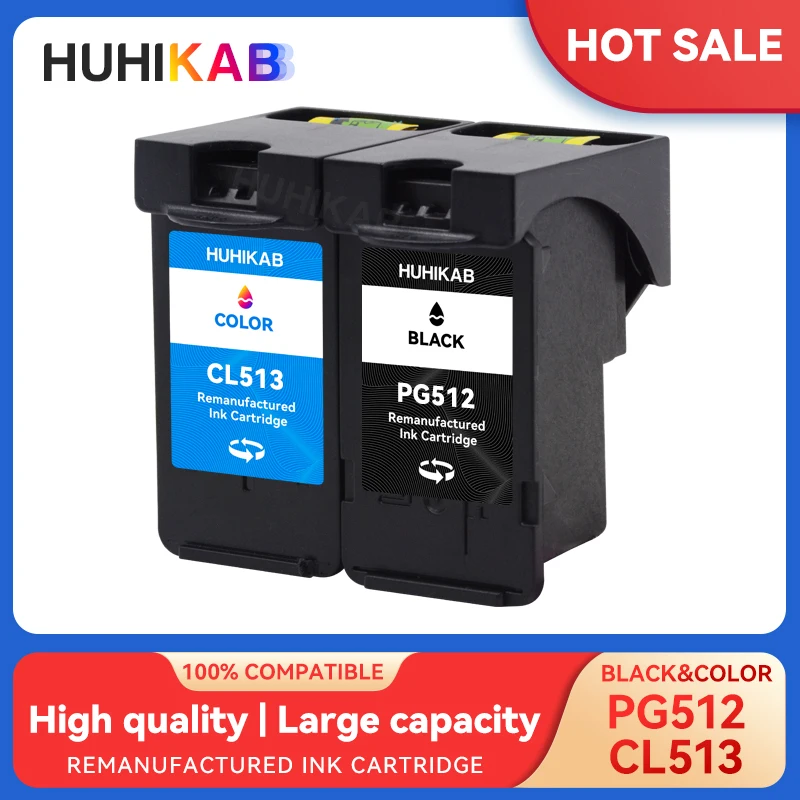 خرطوشة حبر HUHIKAB متوافقة مع PG512 CL513 لكانون PG 512 CL 513 لـ Pixma MP230 MP250 MP240 MP270 MP480 MX350 IP2700