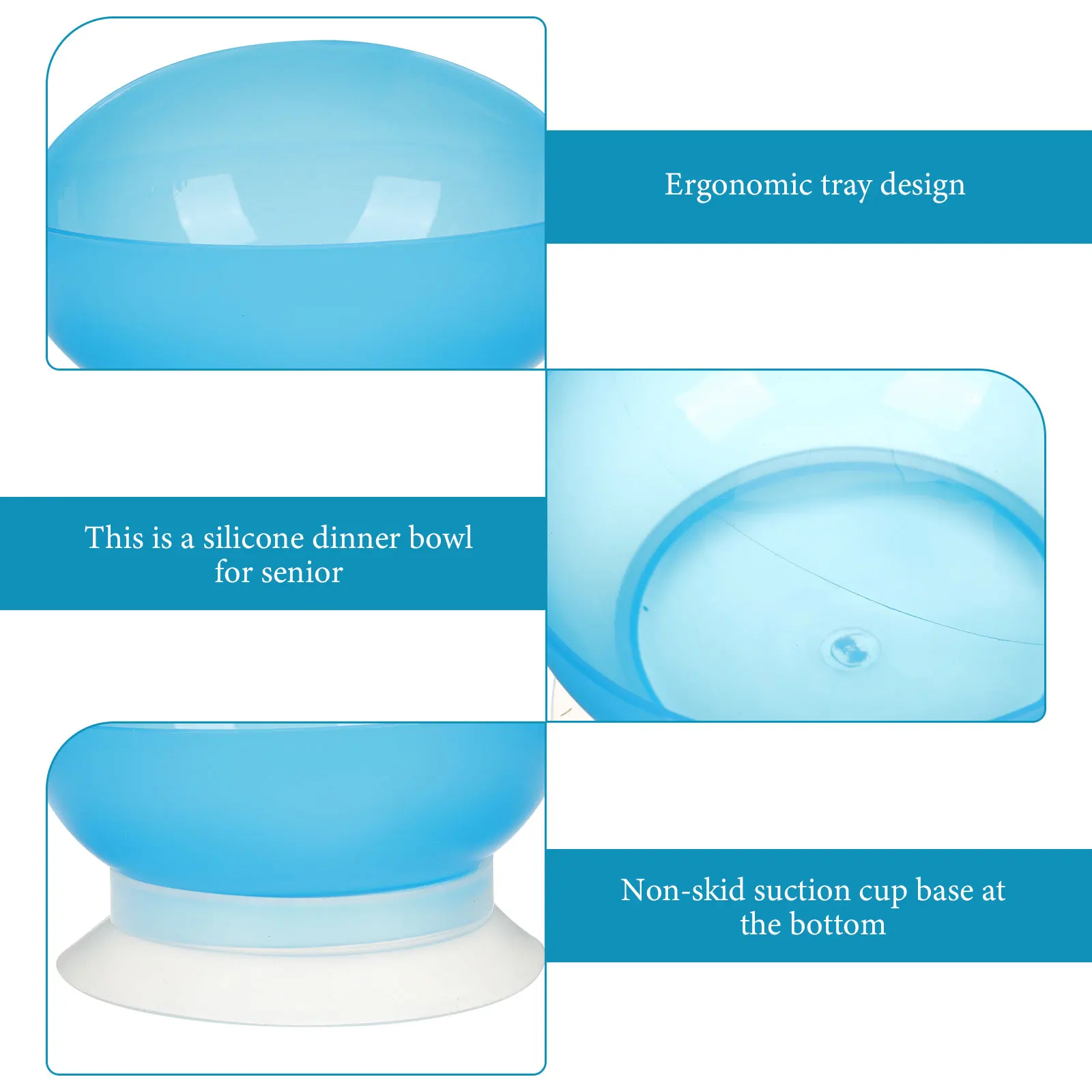 

Suction Cup Silicone Bowl Durable Lightweight Elder Dining Non-Fall Elderly Assistant Adaptive Non-Skid Tableware Bowl