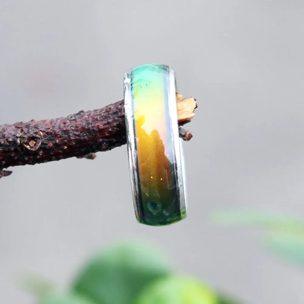 1Pcs Mood Ring Color Changing Finger Ring Metal Simple Round Band Birthday Valentine Gift Inner Diameter 16Mm Charming Unique