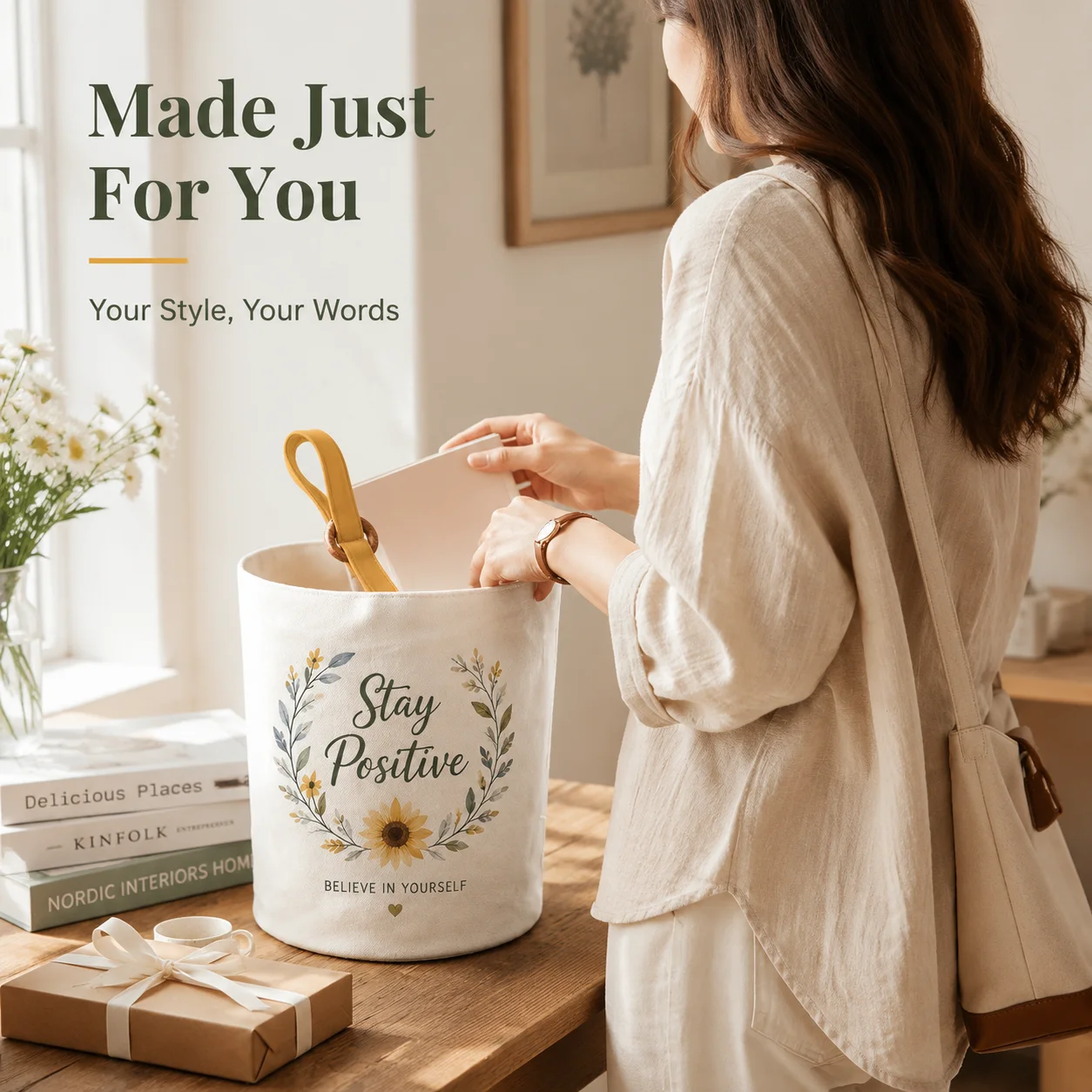 Ladies Daily Custom Bucket Bag 4.5L Tiny Pellet Velvet Wooden Ring Handle Casual Mini Crossbody Shoulder Tote