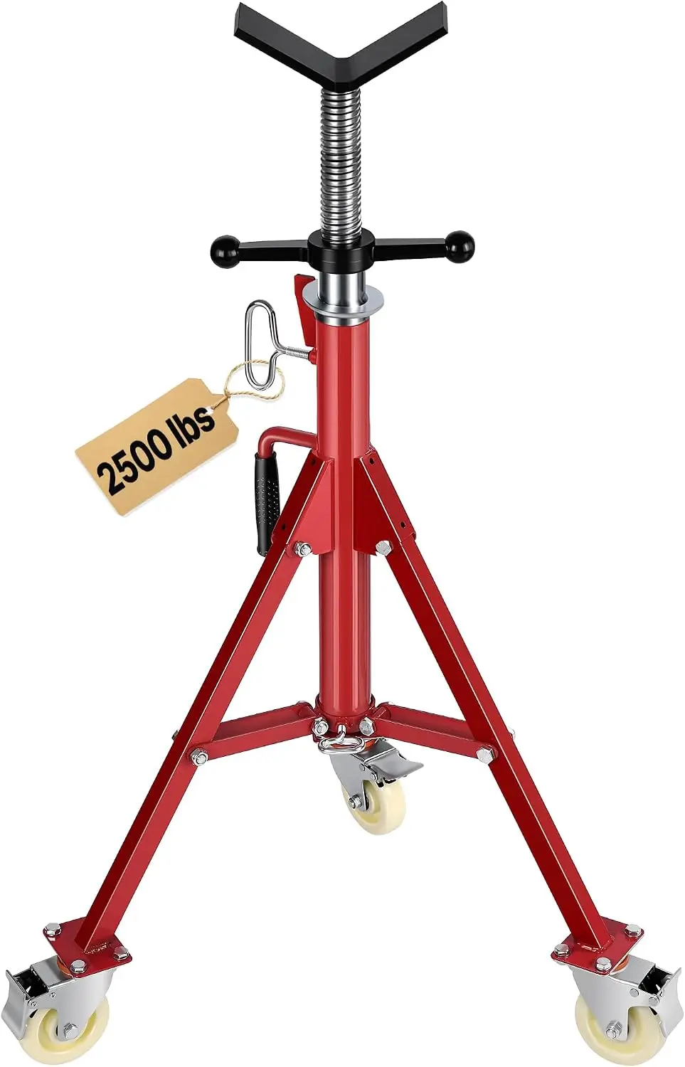 VEVOR Pipe Stand with Casters, V Head Pipe Stand with Adjustable Height 33.1-56.3 Inch 2500LBS Load Capacity, Folding Portable P