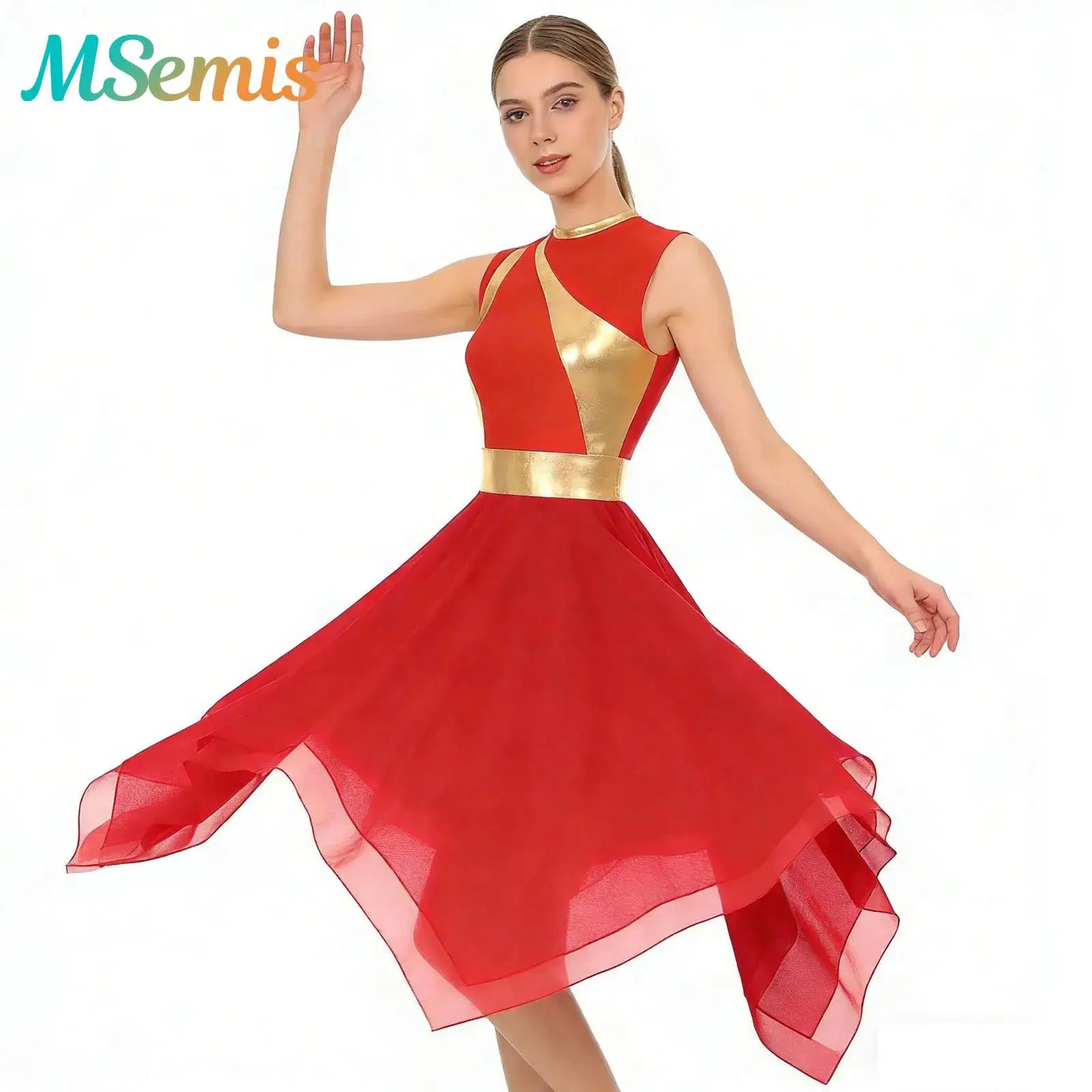 

Womens Asymmetric Liturgical Praise Ballet Lyrical Dance Tunic Overlay Dress Irregular Hem Worship Etiquette Costume