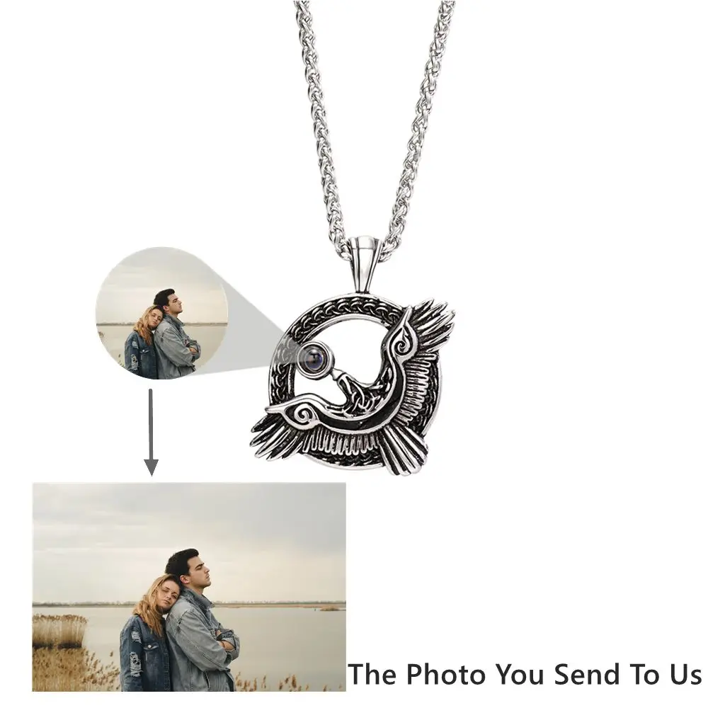 Personalized Custom Photo Projection Photo Necklace Stainless Steels Men's Necklace Couple Jewelry Boyfriend Memorial Gift - view 3