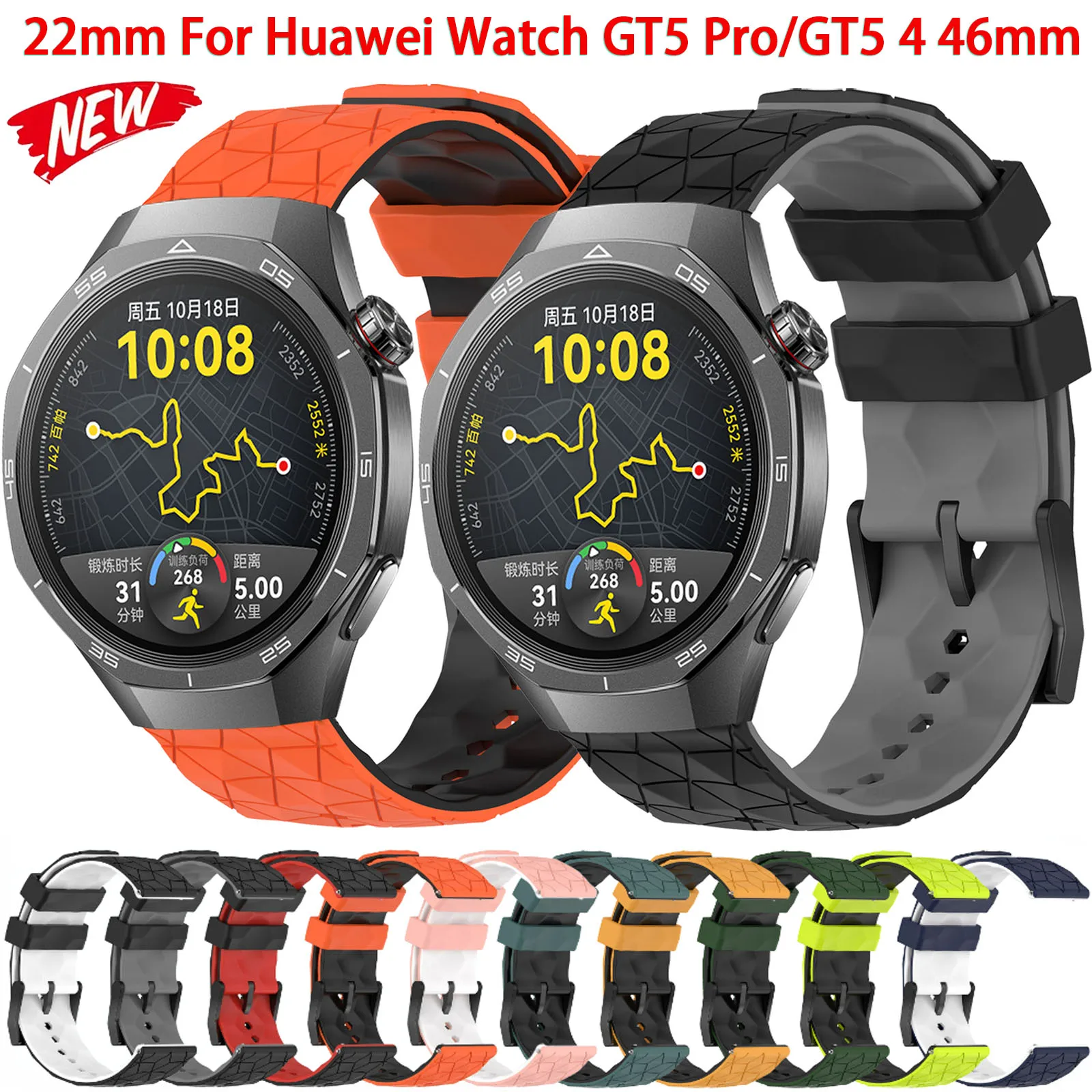 22mm 20mm Silicone Strap for Huawei Watch GT5 Pro 46mm/GT5 4 Pro 3 2 2e Wristband for Amazfit GTR 4 3/Samsung Watch 7 6 5 4 Belt