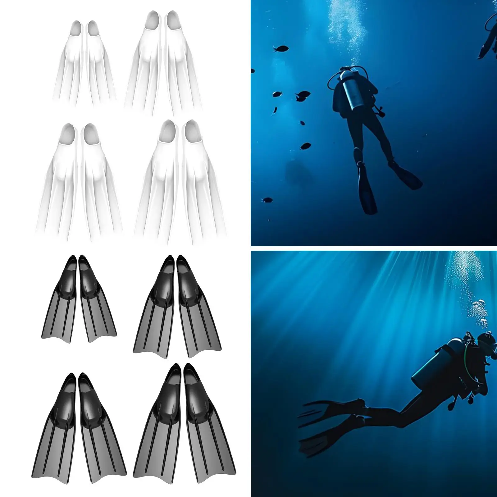 Snorkel Fins Flexible Silicone Long Fins for Men Women Lightweight Swim Fins