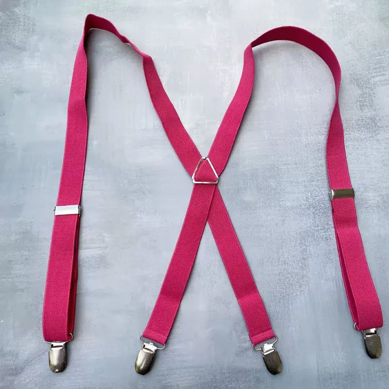 حمالات رجالية بلون سادة مع 4 حمالات مرنة على شكل حرف X من الخلف مع 4 حمالات قابلة للتعديل شديدة التحمل #4