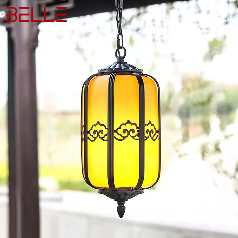 

BELLE Classical Chinese Lantern Pendant Lamp Vintage Dolomite Outdoor LED Light Waterproof for Home Corridor Decor Electricity