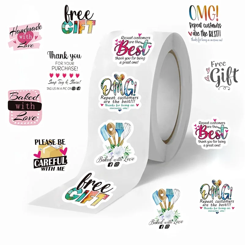 

500PCS Cute Thank You Sticker Paper Labels Sealing DIY Decoration Scrapbooking Korean Stationery Hand Accounting Supplies