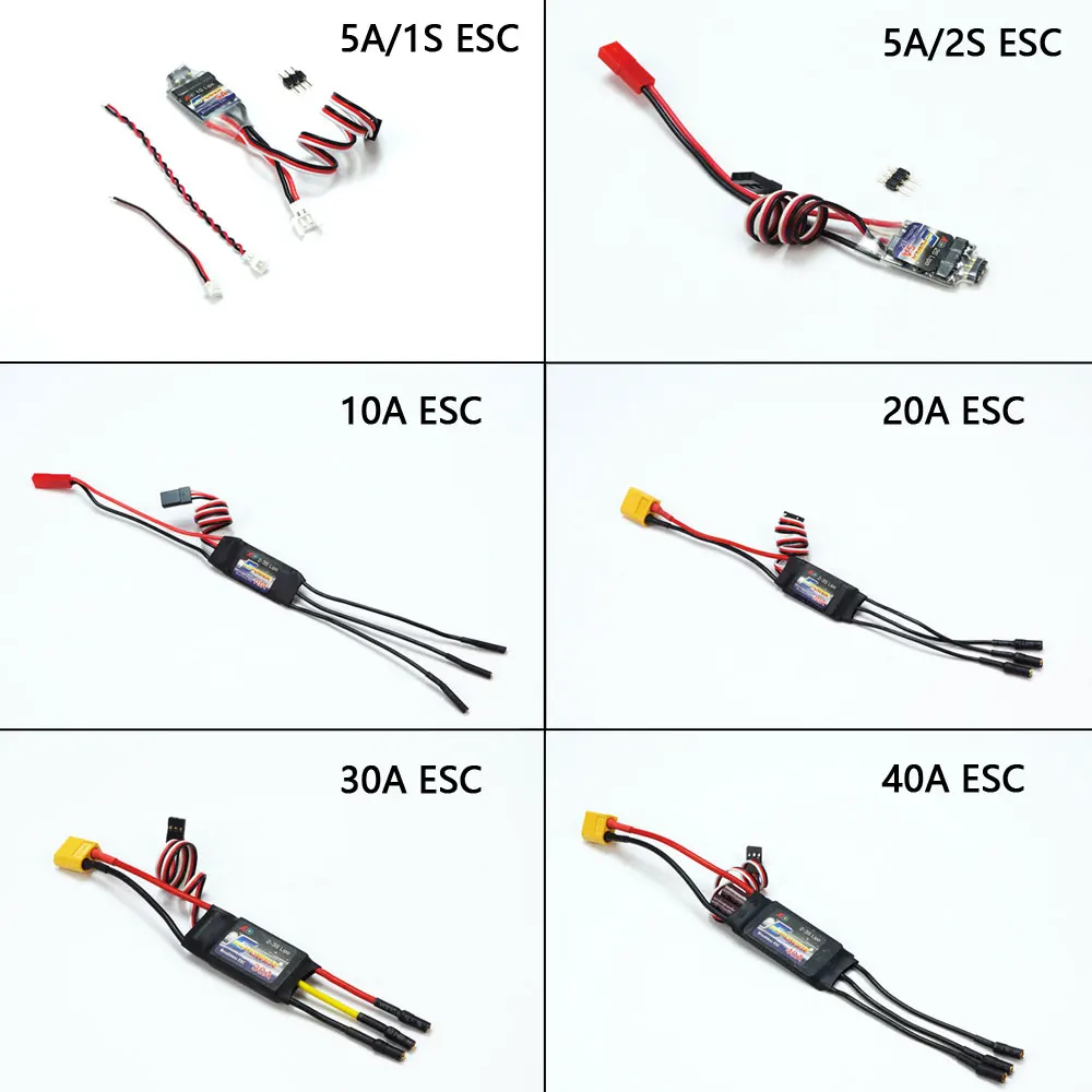 

AEORC E-Power Brushless ESC Electronic Speed Controller for RC Airplane Drone Car Boat Hobby Parts 5A 1S/2S ESC 10A 20A 30A 40A