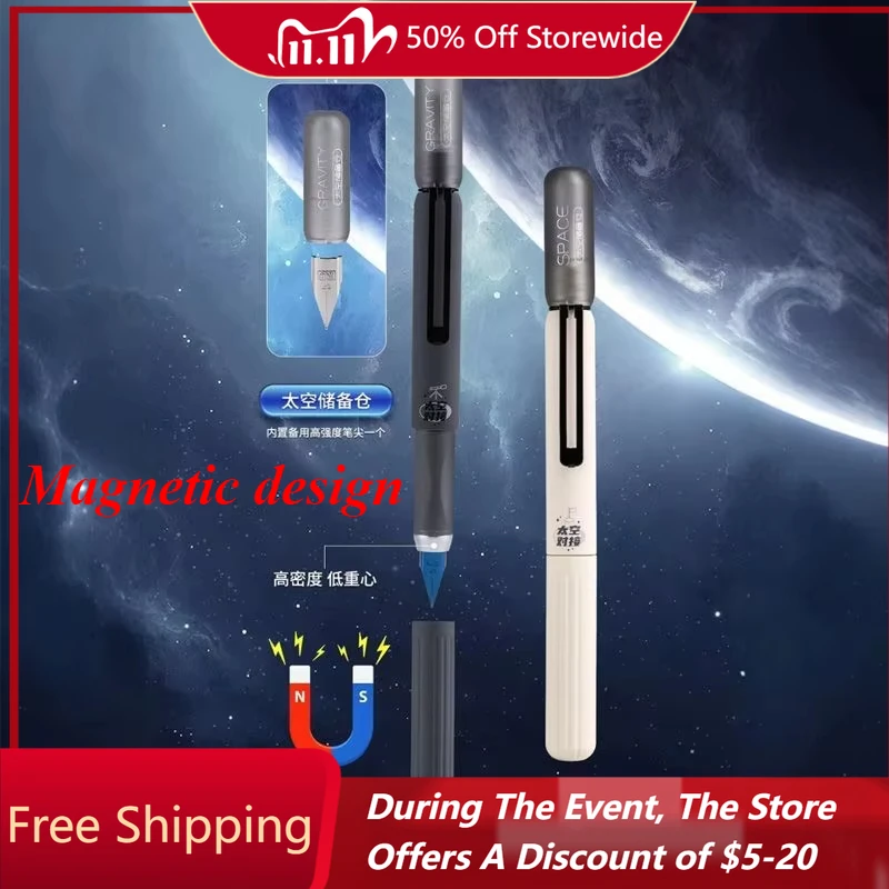 

Перьевая ручка с космическим магнитным дизайном, черная тонкая ручка EF 0,38 мм, чернильная ручка, канцелярские принадлежности для письма, студенческие офисные принадлежности PK MAJOHN A1 A2