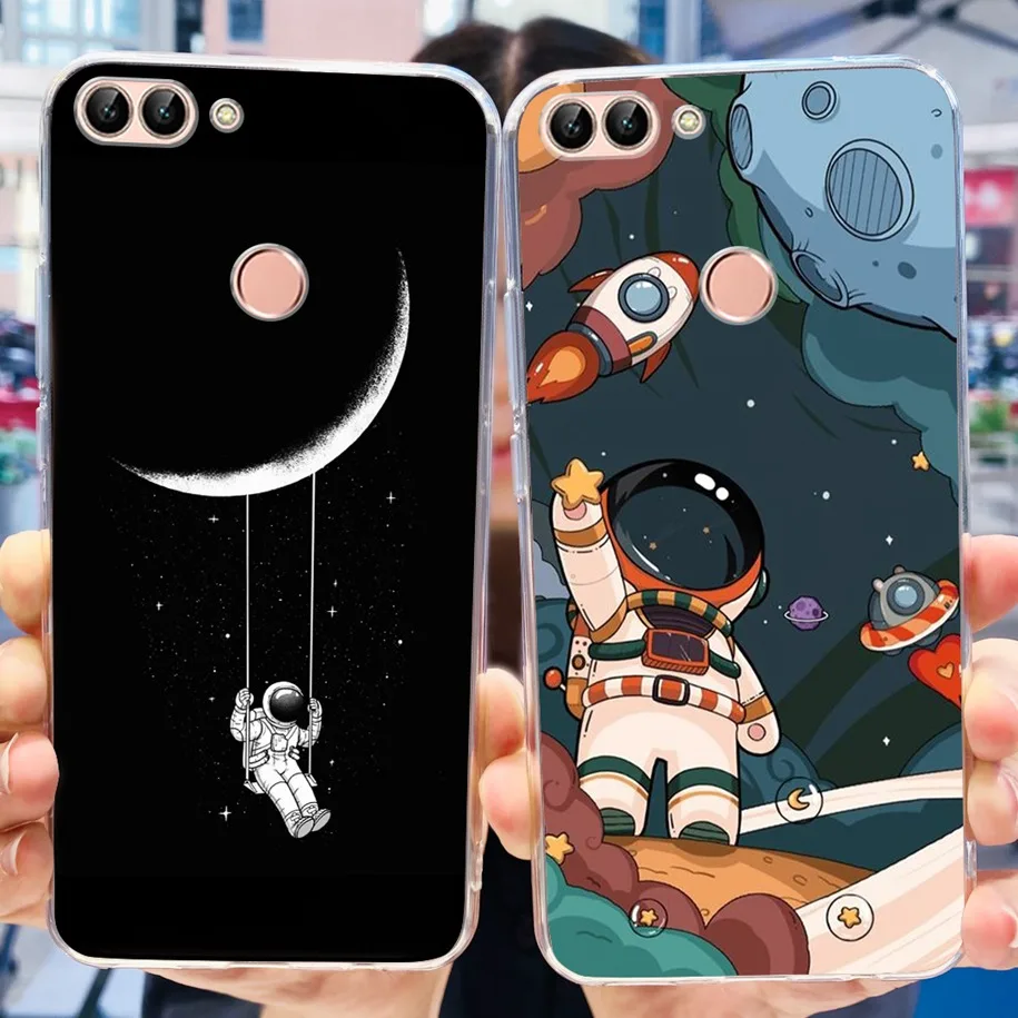 For Huawei P Smart 2018 Case FIG-LX1 FIG-LX2 FIG-LX3 Back Cover Soft Silicone Astronaut Clear Phone Case For Huawei P Smart Capa