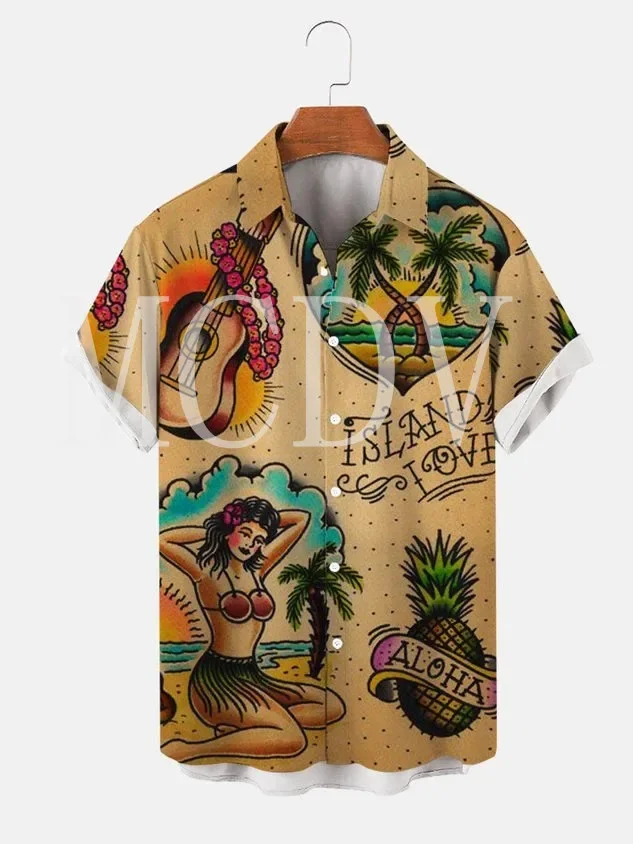 

Mens For Women Beach Print Casual Breathable Hawaiian Short Sleeve Shirt Summer Tops