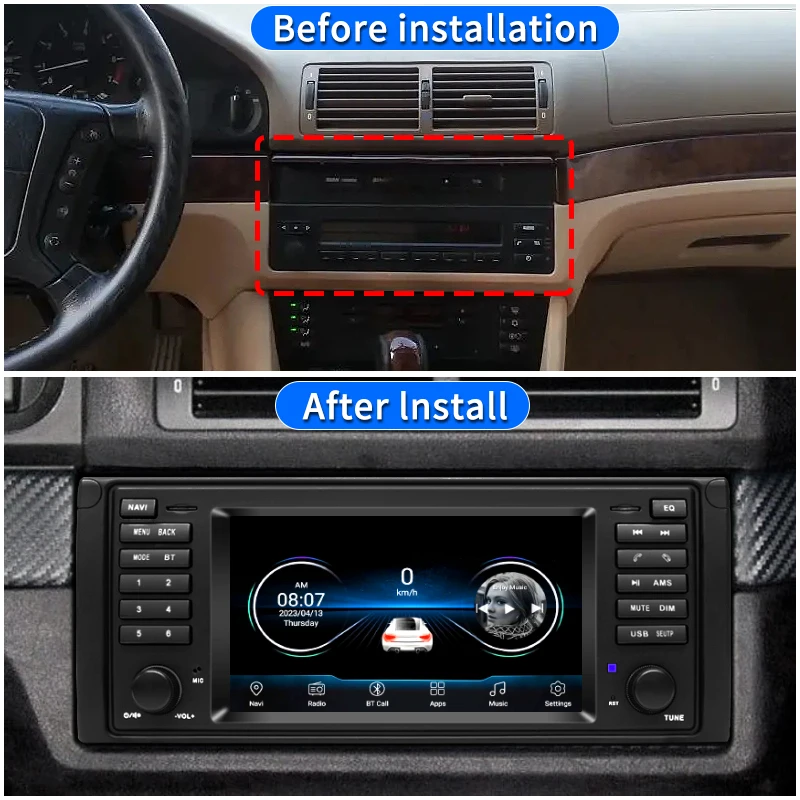 Dla BMW X5 E53 E39 E38 1996-2004 Radio samochodowe Odtwarzacz multimedialny 7-calowy Android 12 Carplay Nawigacja GPS RDS FM Stereo Audio