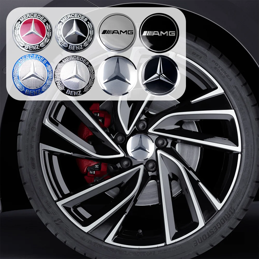 4Pcs 56/60/65MM Car Emblem Wheel Hub Caps Stickers Hubcap Badge Decals For Mercedes Benz AMG A B C D M S R G W204 W205 Amg W211