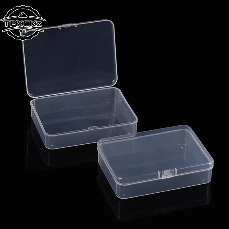 5PCS Transparent Plastic Box Clear White Rectangle Mini Storage Containers Box For Business Card,Accessories,Crafts,Screws,Drill