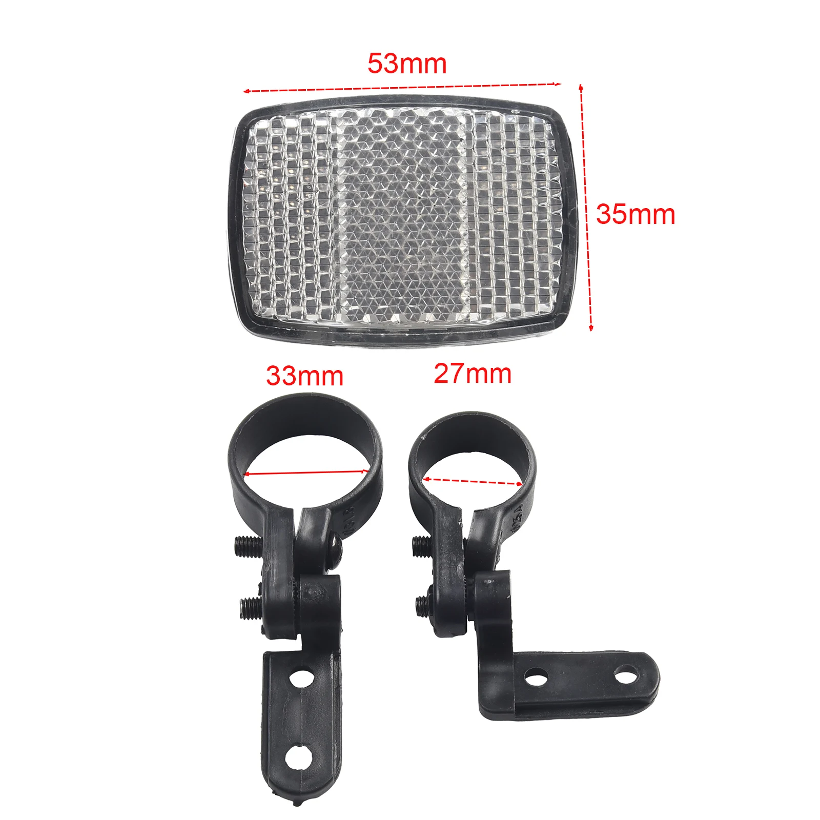 2 Pack Front & Rear /Bike Bicycle Reflector Set/ Red & White Mounting /Bracket Bicycle Replacement Accessories Tool Parts