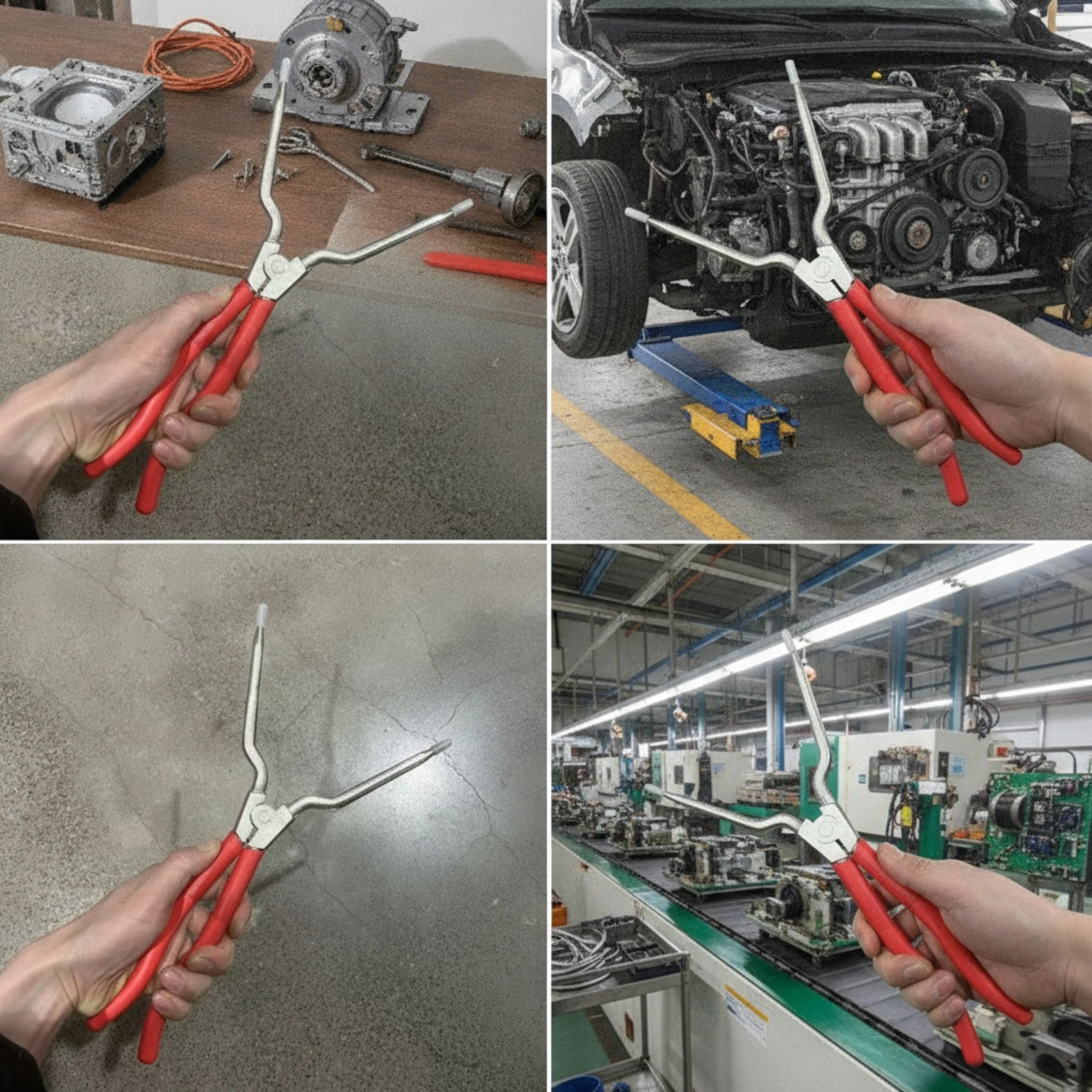 Circlip Pliers with Bent Tip Widened Circlip Pliers Tool Spring Loaded Long-Reach for Mechanics, Washing Machine Repair