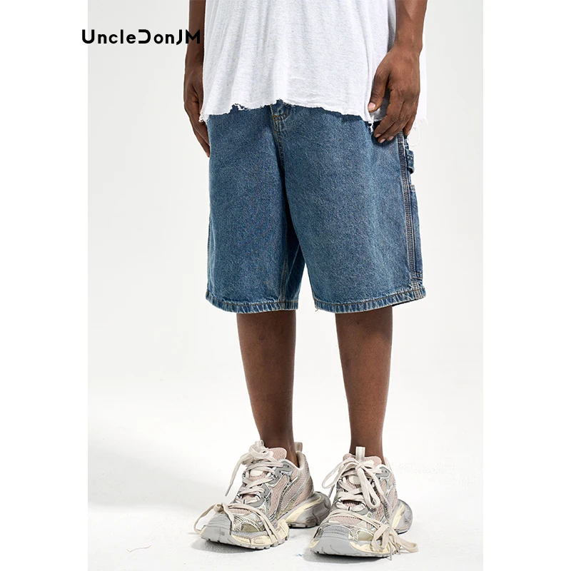 Washed Jorts Summer Denim Shorts Men Japanese Streetwear Hip Hop Loose Straight Jeans Shorts