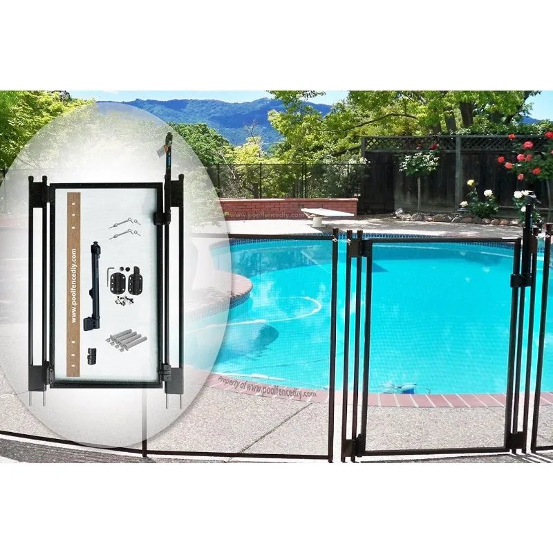 

Pool Fence DIY by Life Saver Self-Closing Gate Kit, Black