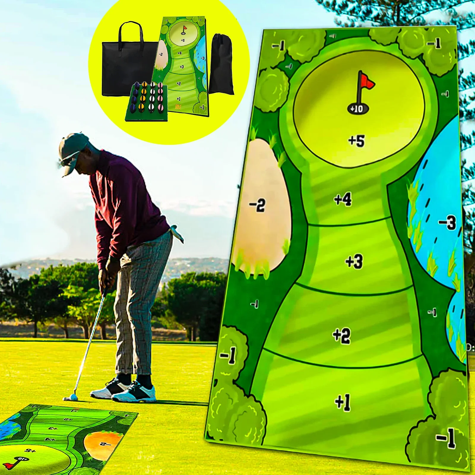 2024 NEW Flannelette Sticky Ball Pad Leisure Golf Interactive Game Pad Set Outdoor Camping Tourism Golf Parent Child Sports Toy