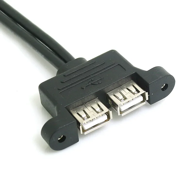 PC Case Internal Dupont 9pin To 2-port USB Type A Female Screw Lock Panel Mount Cable 30/50CM