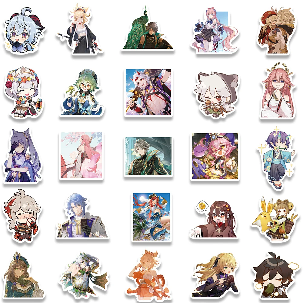 10/30/50/100pcs Genshin Impact Anime Stickers Aether Klee Zhongli Paimon Lumine Sticker Laptop Phone game Characters Decal Toys