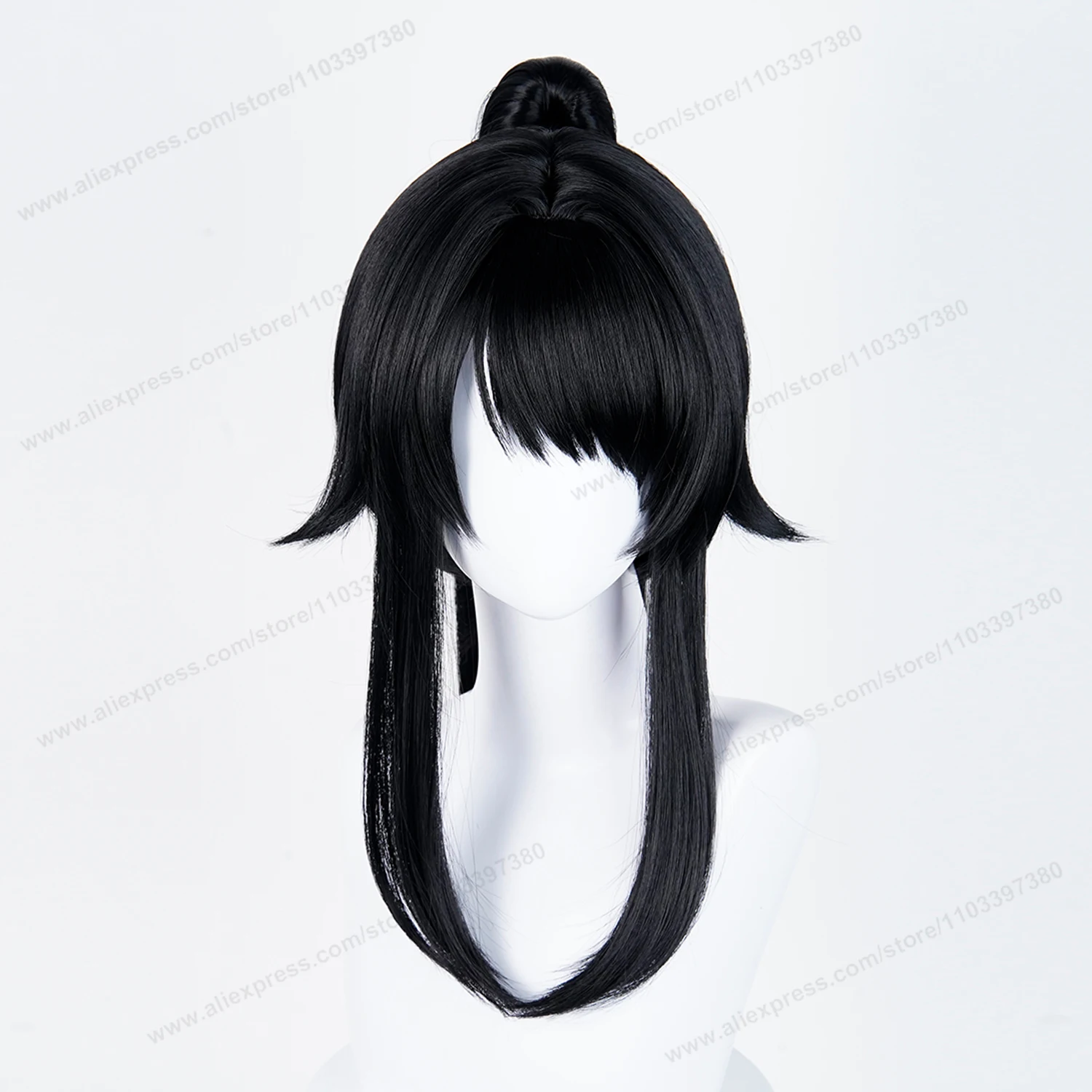 أيانو أيشي تأثيري شعر مستعار اصطناعي شعر امرأة 53 سنتيمتر ذيل حصان أسود أنيمي مقاومة للحرارة الباروكات #3