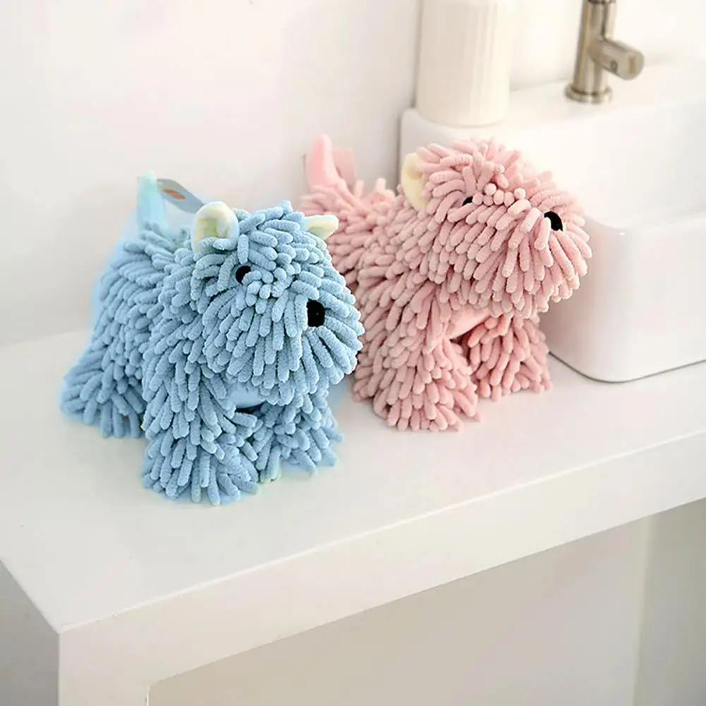 

Dog Lover Home Towel Cute Dog Absorbent Hand Towel Multi-Purpose Soft Chenille Puppy Shaped Towel for Hands Bathroom Kitchen