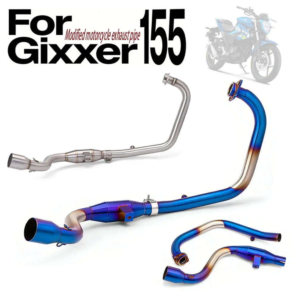 

For Suzuki Gixxer155 Sf155 Motorcycle Exhaust Modified Manifold Stainless 51mm Escape Exhaust MufflerBlue Front Link Pipe