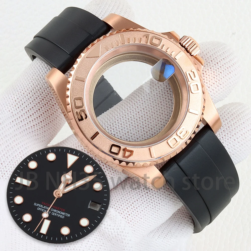 40mm NH35 Men's Case Sapphire Stainless Steel for Yacht-Master NH35/NH36 Automatic Movement 28.5mm Dial Blue Luminous Watch Part
