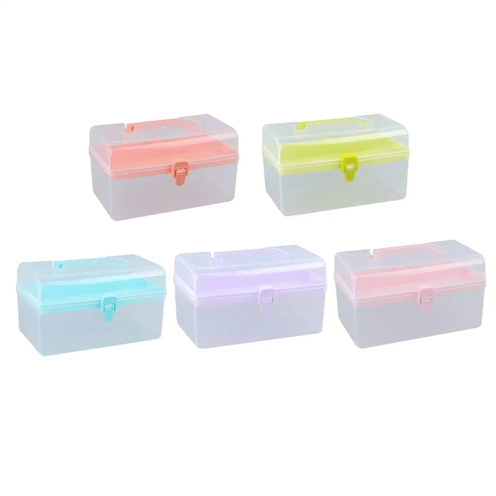 Nail Art Storage Box Clear with Compartments Two Tier for Nail Drill Seeds