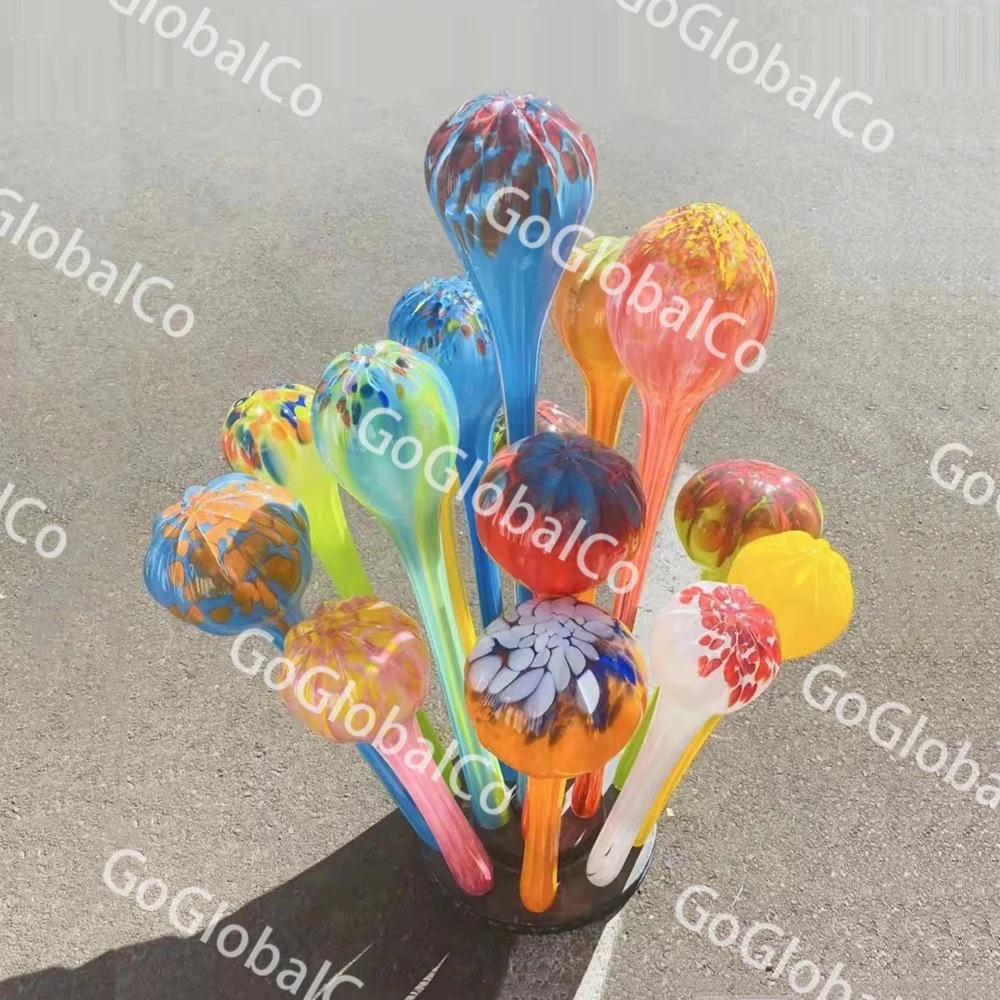 

Colorful Outdoor Sculpture Mushroom Design Hand Blown Murano Glass Floor Lamp 35 to 60cm