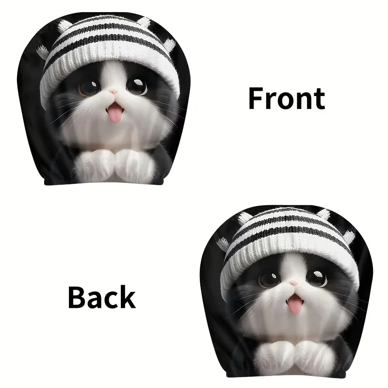 2pcs Cute Striped Knitted Car Headrest Covers Polyester Universally Applicable Long-Distance Travel and Driving Car Accessories