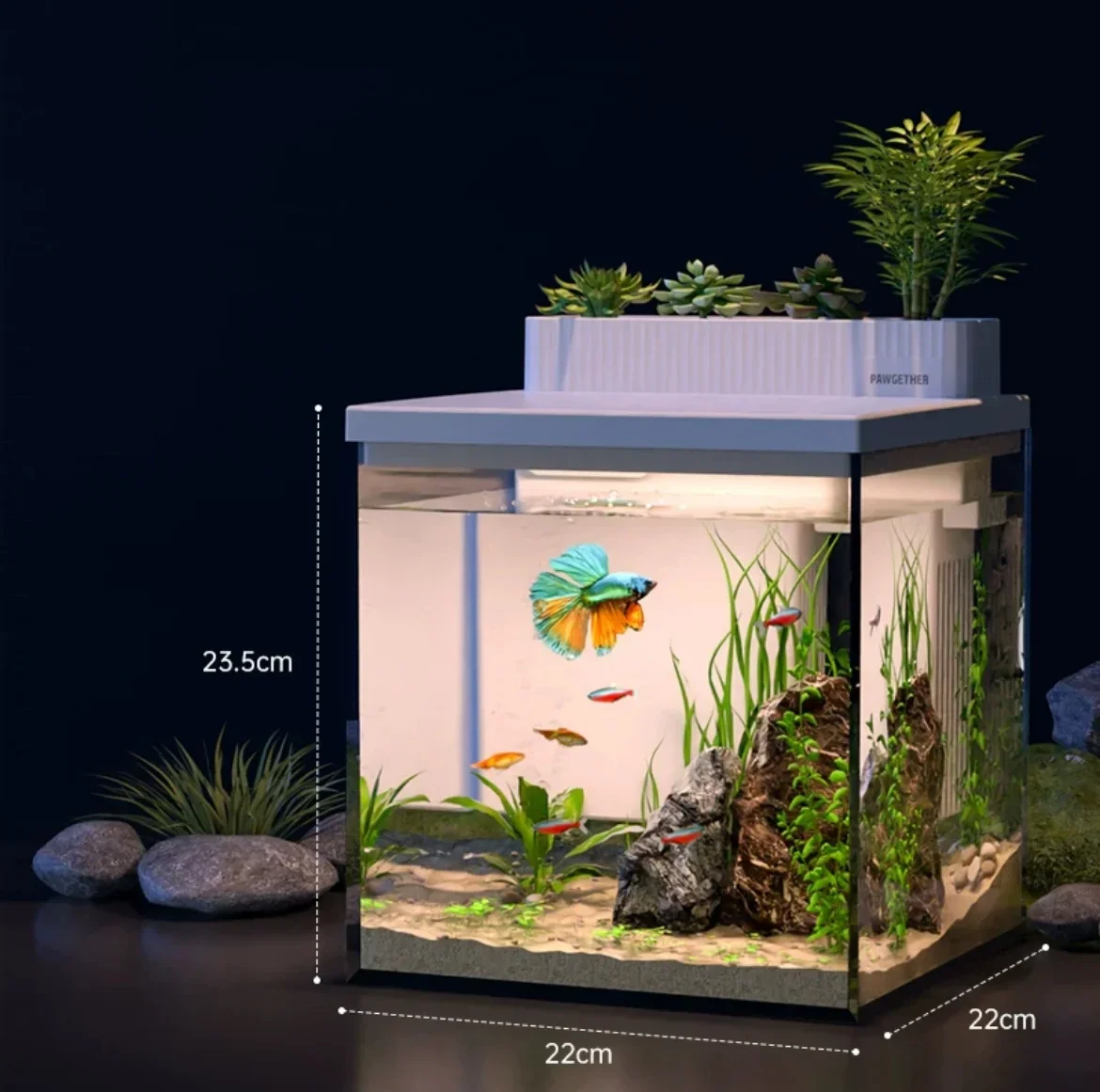 Smart fish tank living room small home ecological desktop lazy landscaping aquarium mini