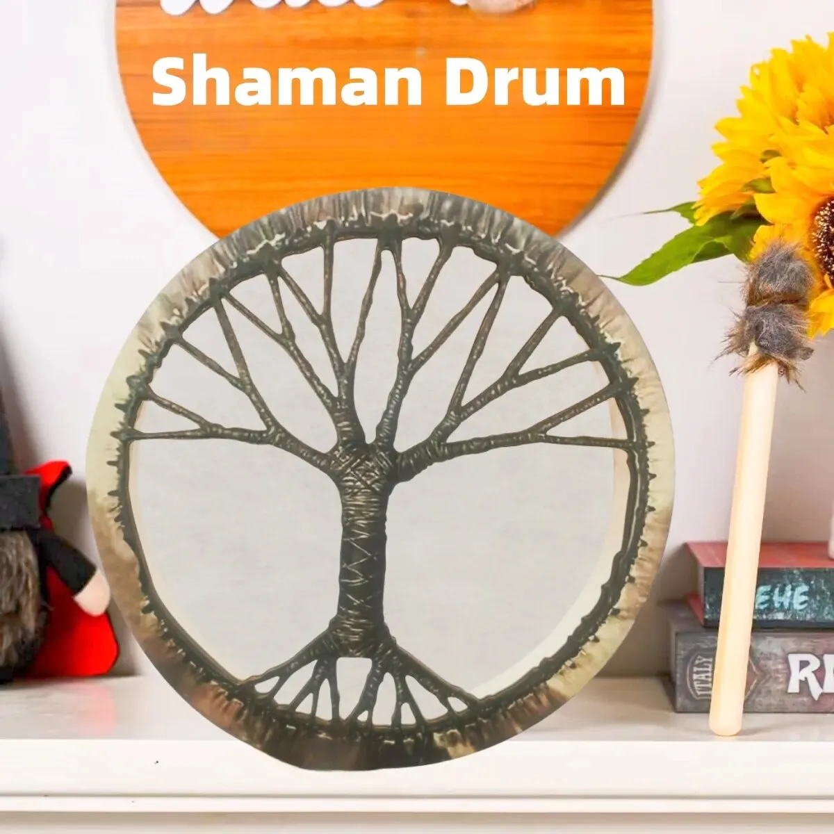 Miwayer Vintage Vegan Shaman Drum Tree of Life Siberian Drum Home Decoration Musici Party Sound Healing Tool Best Gifts