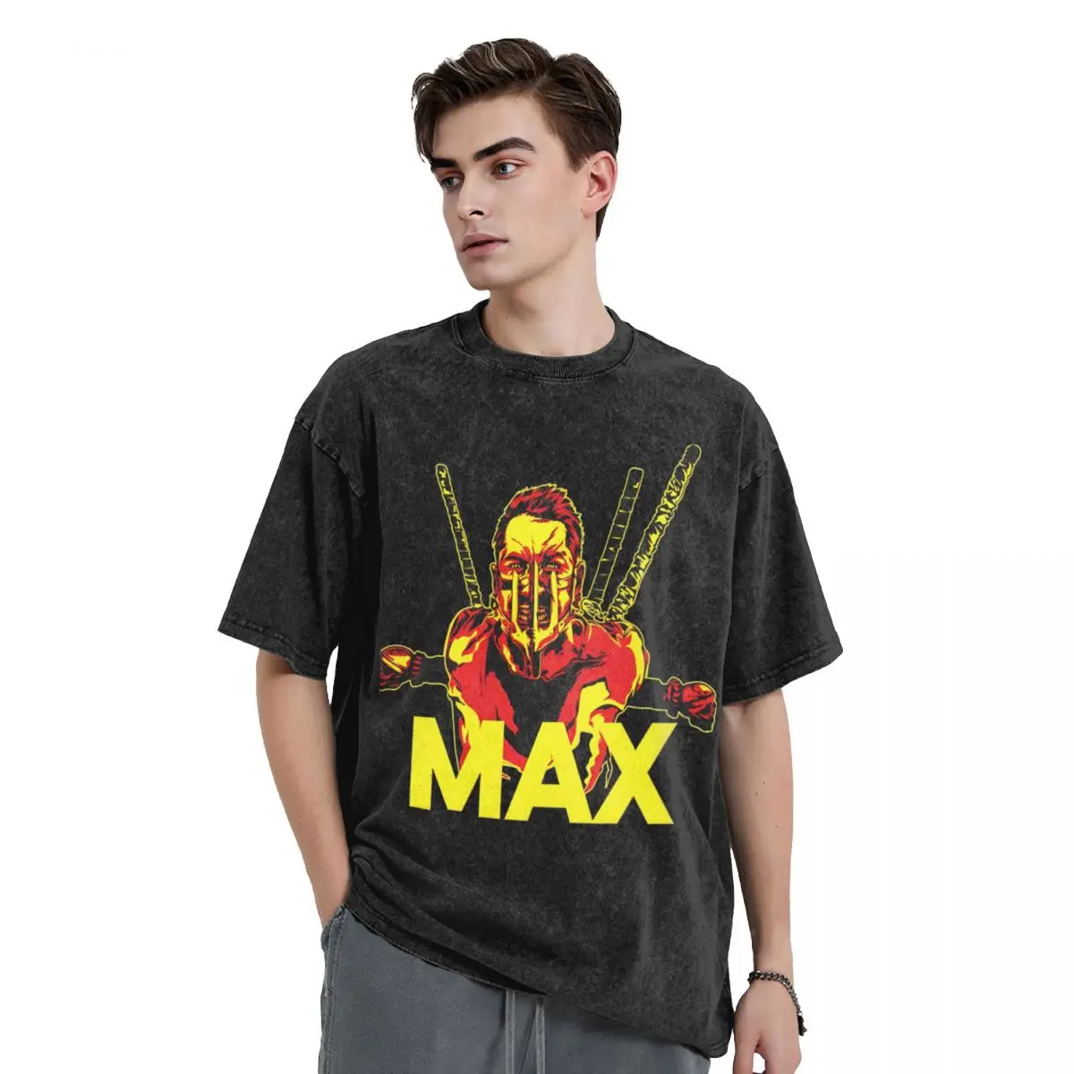 Mad Max T Shirts Washed Oversize T-Shirt Road Warrior 80s Movie Apocalyptic for Men Women Tops Streetwear Summer Tee Shirt