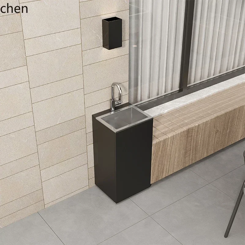 DSA Small Apartment Ultra-Narrow Wash Basin Floor-Standing Basin Steel Courtyard Sun-Proof Frost-Proof