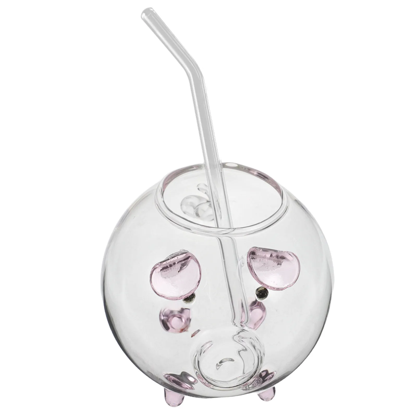 Pig Cocktail Glass Clear Glass Wine Cup Straw Unique Beverage Cup for Home Party Bar Decorative 220Ml Water Cups
